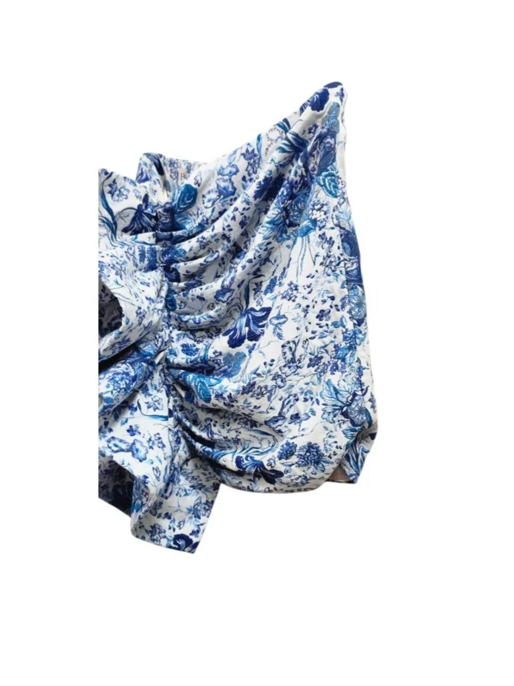 House of CB London Blue White Floral Draped Mini Skirt Size M High Waist Stateme